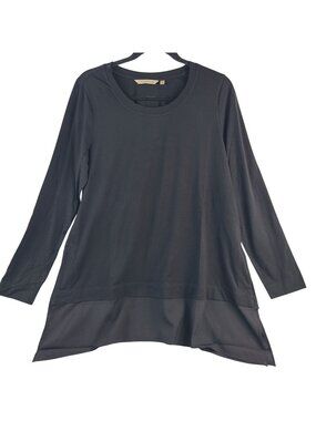 NEW Soft Surroundings Black Tunic Top Long Sleeve High-Low Hem Women's Sz M